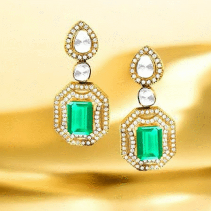 Emerald Polki Diamond Earrings