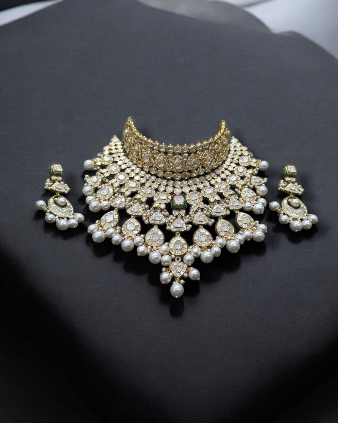 closed setting diamond polki set in 18K by taparia jewels bridal necklace