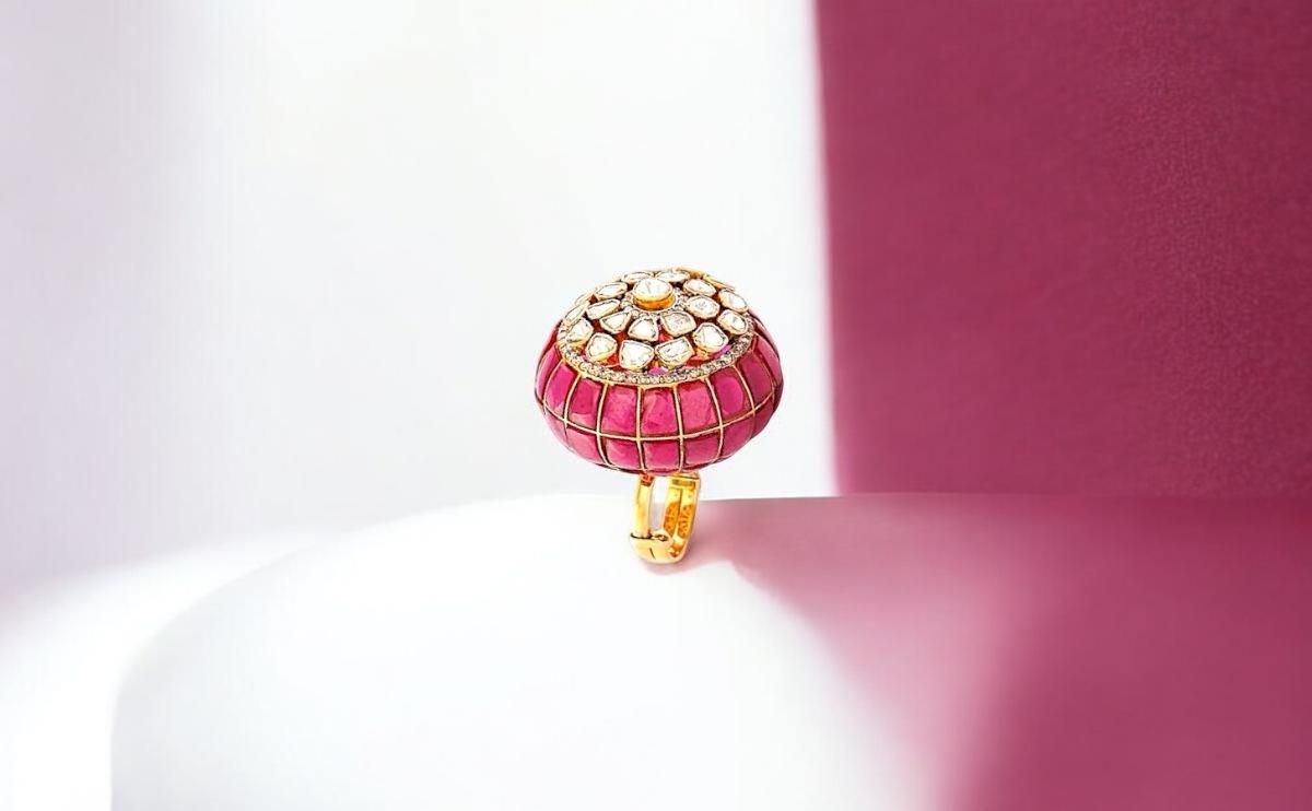 Glassfield Mozambique ruby Polki diamond ring Jaipur manufacturer