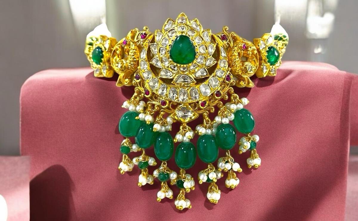 Ruby Emerald Pearl Kundan Choker Meena Jadau Jaipur manufacturer Taparia Jewels