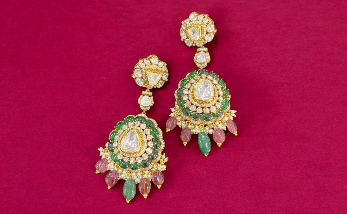 Emerald Ruby Tanzanite Diamond Earrings Jaipur manufacturer Taparia Jewels