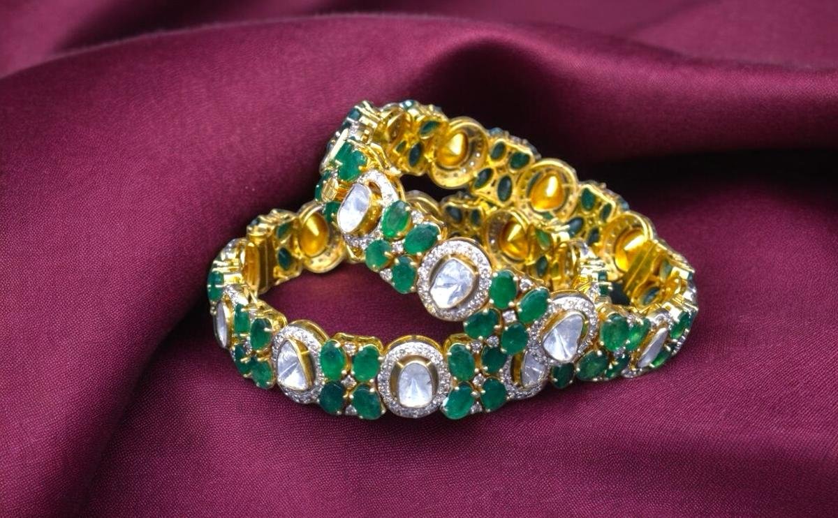 Emerald Ruby Diamond Bangles Jaipur stacking bridal Taparia Jewels manufacturer