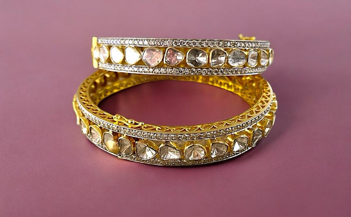 Polki Diamond Bangles Jaipur Kundan Meena Jadau handcrafted Taparia Jewels