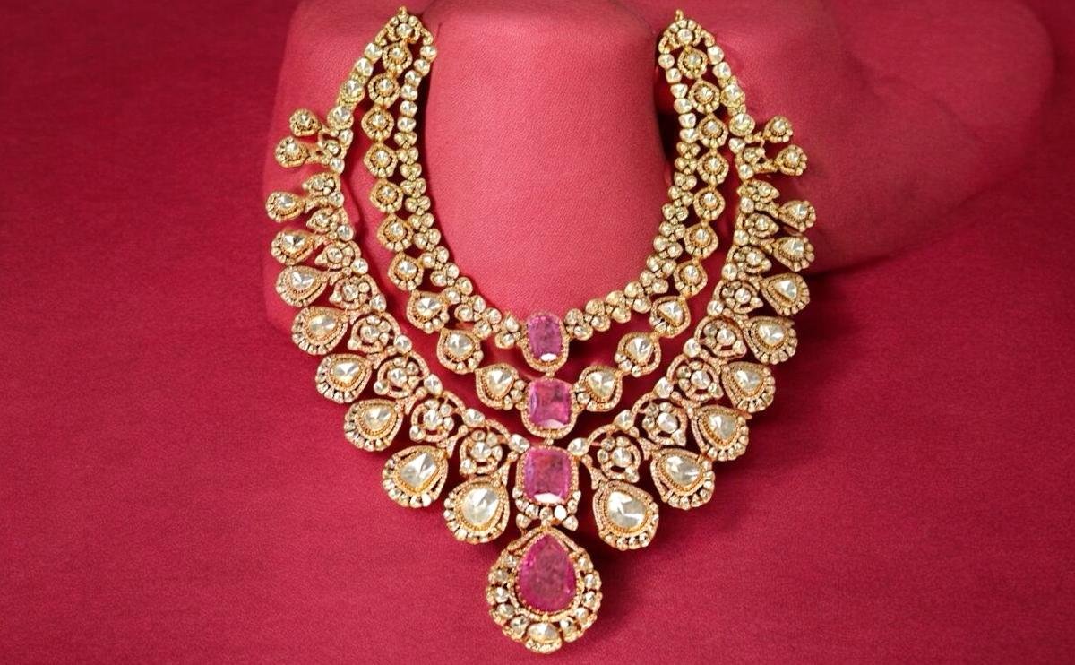 Custom Bridal Jewellery Jaipur: Polki , Diamond & open Setting Jewellery hand-drawn design consultation