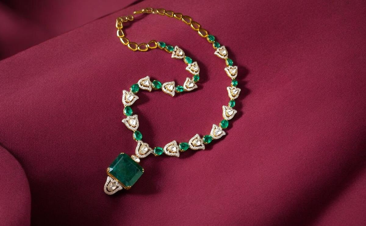 Statement Jewellery Jaipur: rare Emerald Polki piece by Taparia Jewels